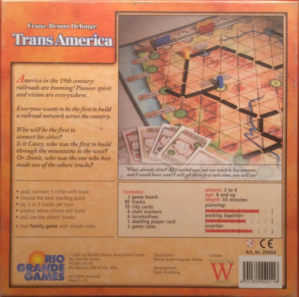 Trans America  (2-6) board game collectible [Barcode 655132002011] - Main Image 2