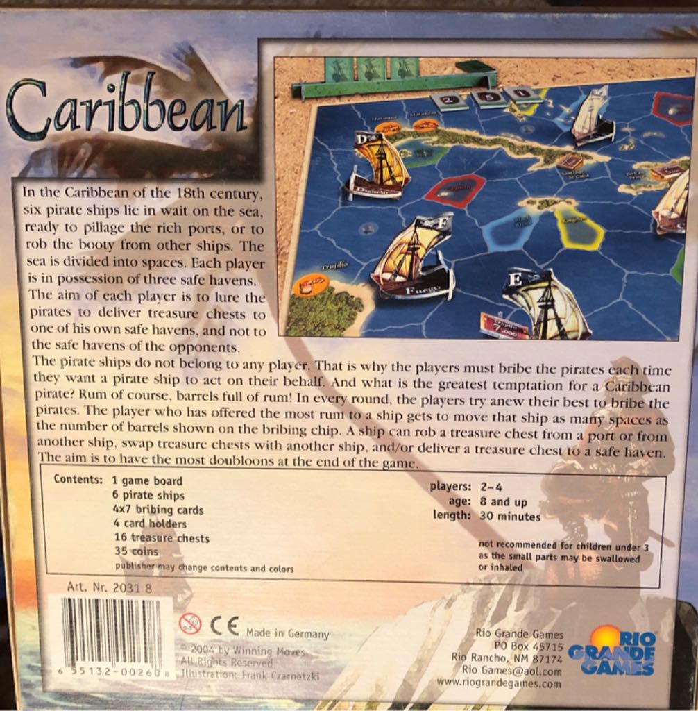 Caribbean - Through Dangerous Waters  (2 - 4) board game collectible [Barcode 655132002608] - Main Image 2