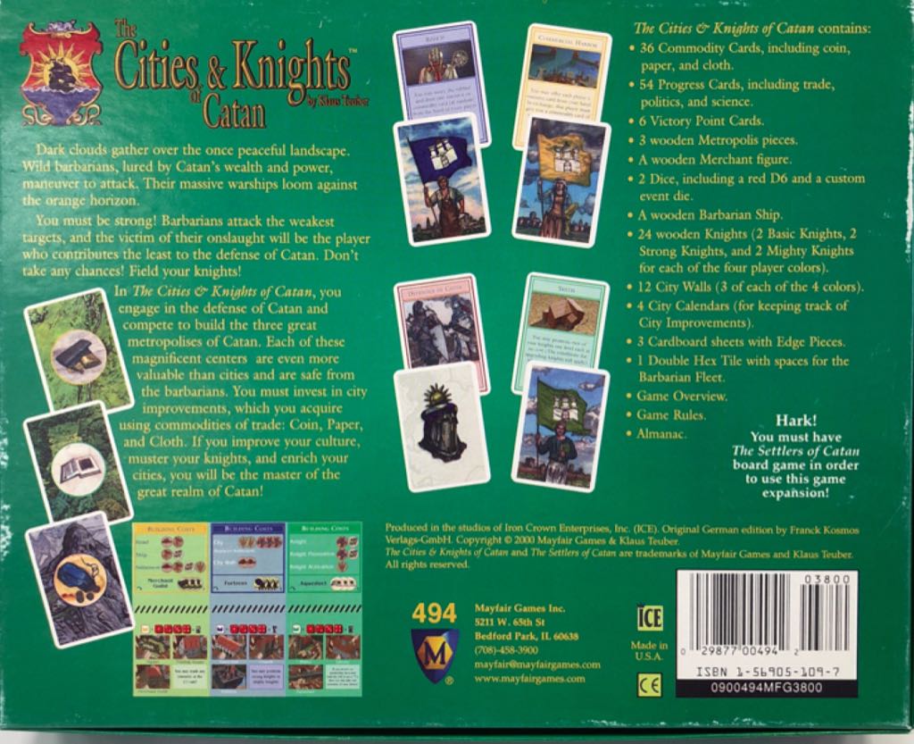 The Cities & Knights Of Catan  (3-4) board game collectible [Barcode 029877004942] - Main Image 2