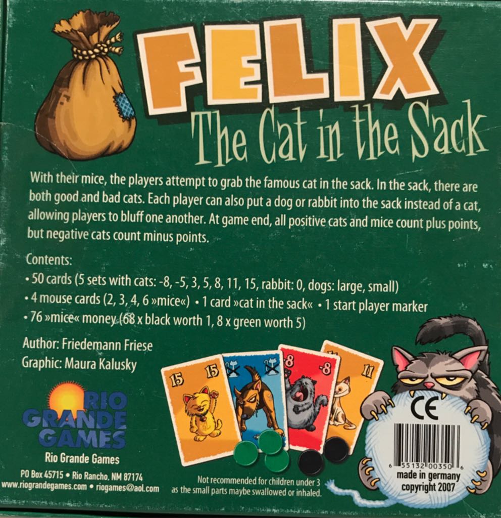 Felix: The Cat in the Sack  (3 to 5) board game collectible [Barcode 655132003506] - Main Image 2