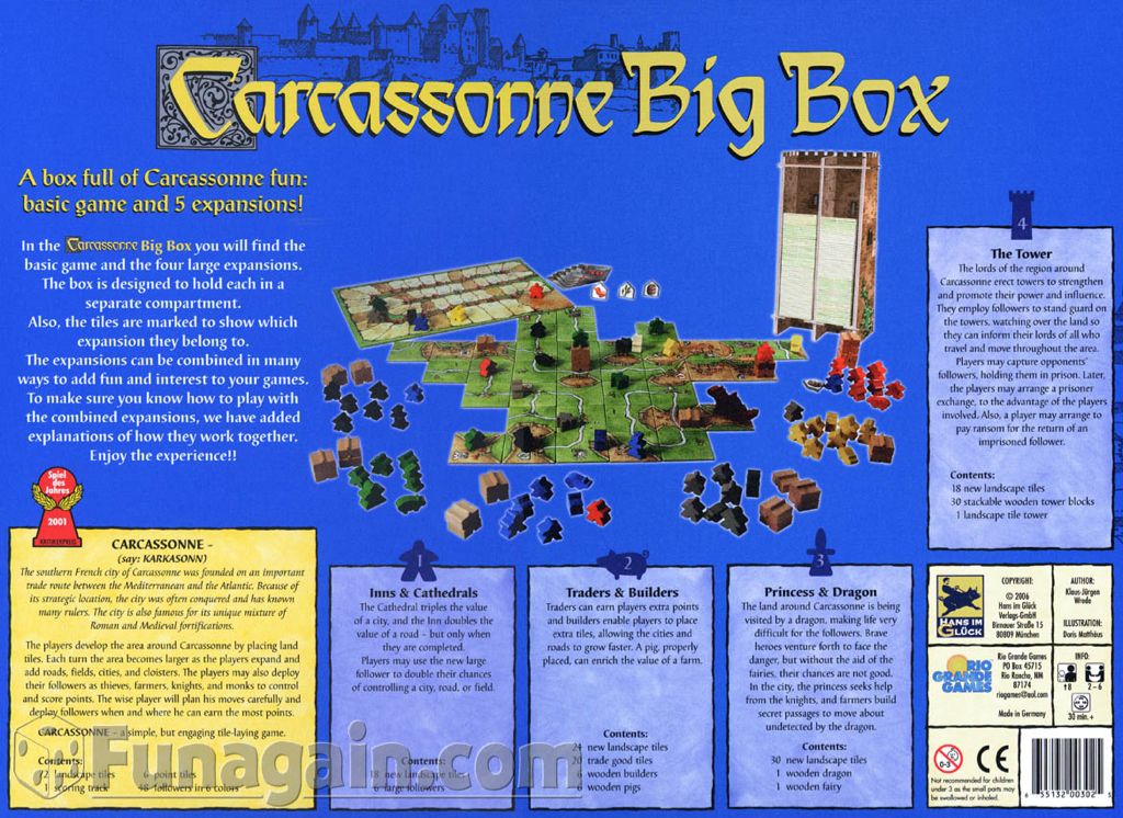 Carcassonne : Big Box (5th Edition)  (2-6) board game collectible [Barcode 655132003728] - Main Image 2