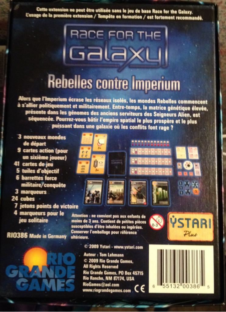 Race For The Galaxy: Rebel vs Imperium  (1-6) board game collectible [Barcode 655132003865] - Main Image 2
