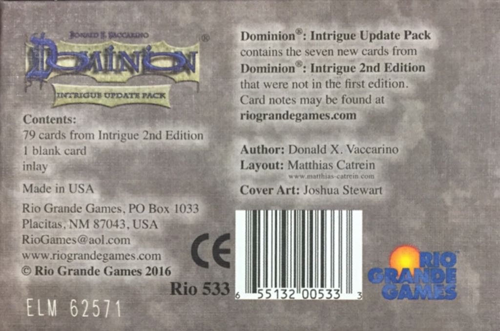Dominion Intrigue: Update Pack  (2-4) board game collectible [Barcode 655132005333] - Main Image 2