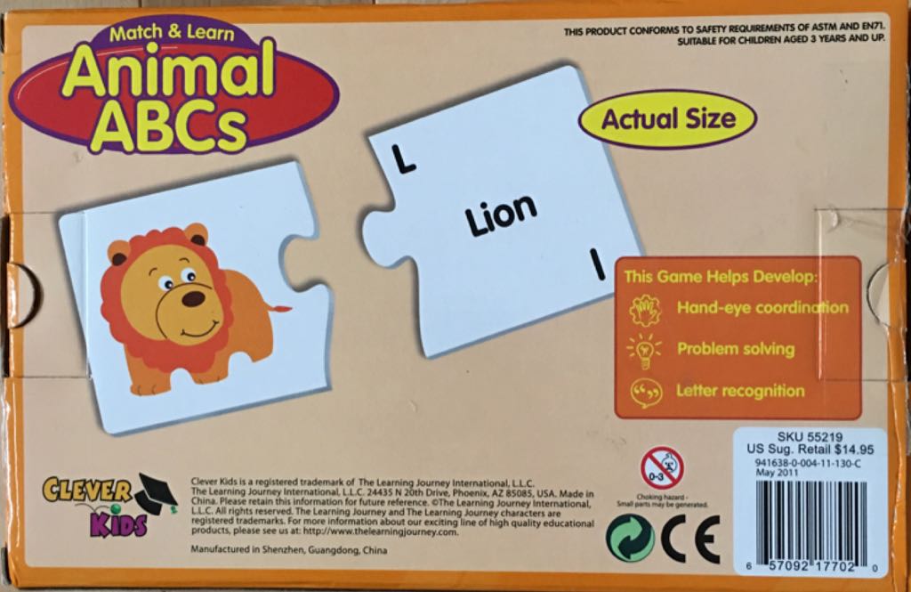 Match & Learn : Animal ABCs  (1+) board game collectible [Barcode 657092177020] - Main Image 2