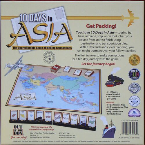 10 Days In Asia  (2-4) board game collectible [Barcode 659390010139] - Main Image 2