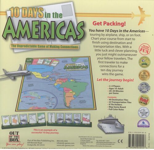 10 Days in the Americas  (2-4) board game collectible [Barcode 659390010146] - Main Image 2