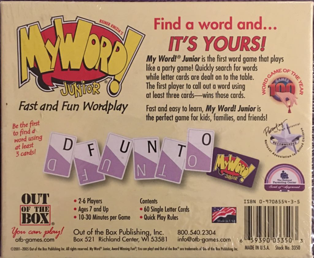 My Word! Junior  (2-6) board game collectible [Barcode 659390033503] - Main Image 2