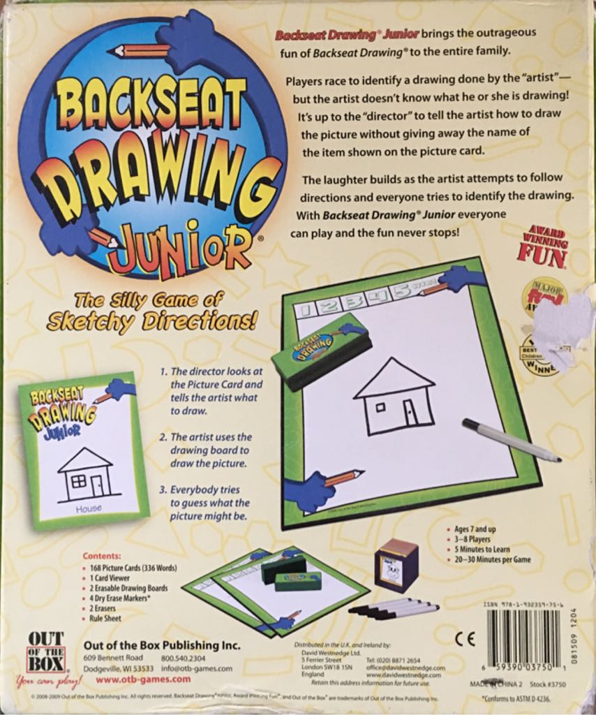 BackSeat Drawing : Junior  (3-8) board game collectible [Barcode 659390037501] - Main Image 2