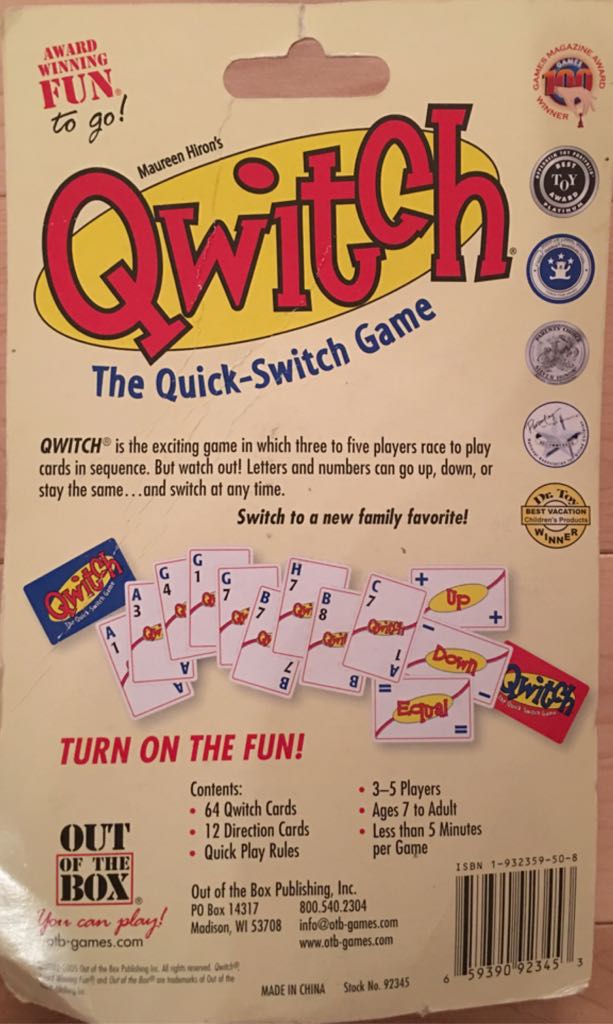 Qwitch  (3-5) board game collectible [Barcode 659390923453] - Main Image 2