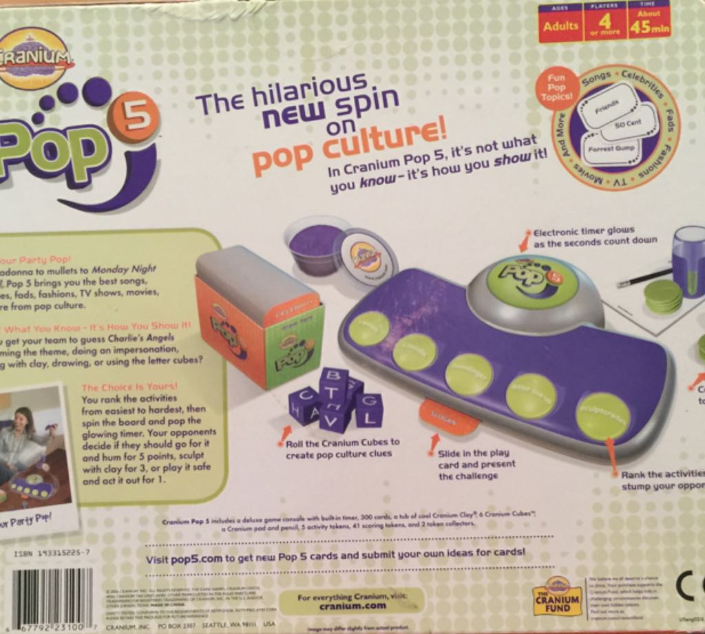 Cranium: Pop 5  (4+) board game collectible [Barcode 667792231007] - Main Image 2