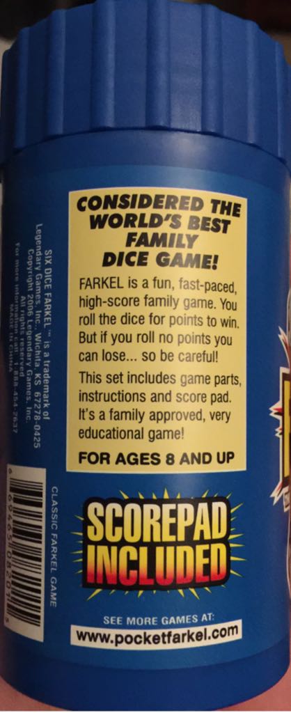 Farkle  (8) board game collectible [Barcode 669465082015] - Main Image 2
