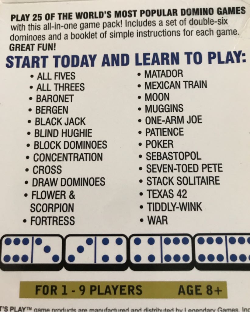 Let’s Play Dominoes 25 Games  board game collectible [Barcode 669465260048] - Main Image 2