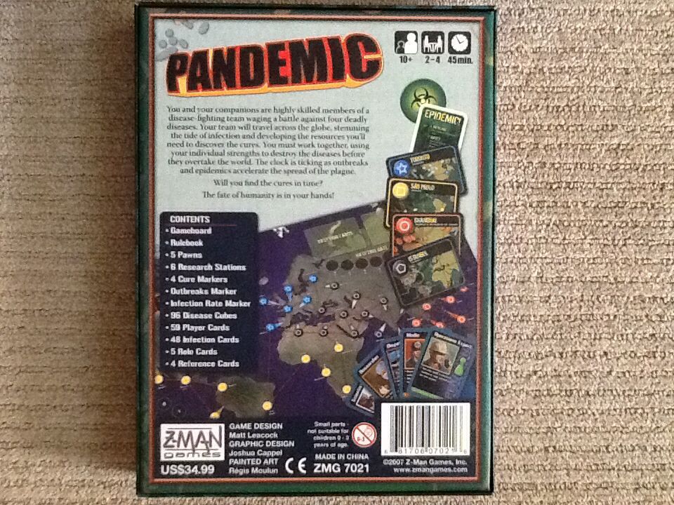 Pandemic  (2-4) board game collectible [Barcode 681706070216] - Main Image 2