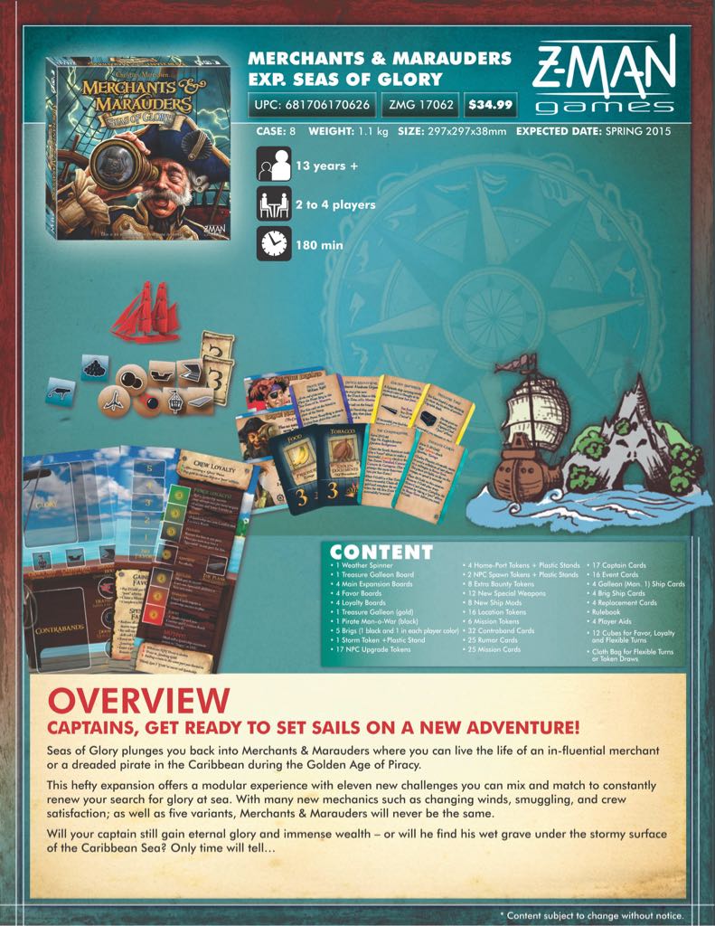 Merchants & Marauders: Seas of Glory  (2-4) board game collectible [Barcode 681706170626] - Main Image 2