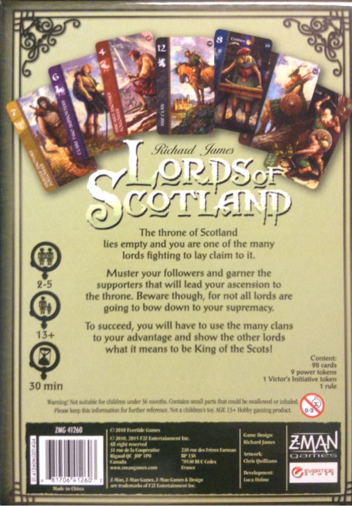 Lords Of Scotland  (2 to 5 Players) board game collectible [Barcode 681706412603] - Main Image 2