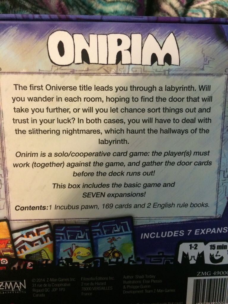 Onirim  (1-2) board game collectible [Barcode 681706490007] - Main Image 2