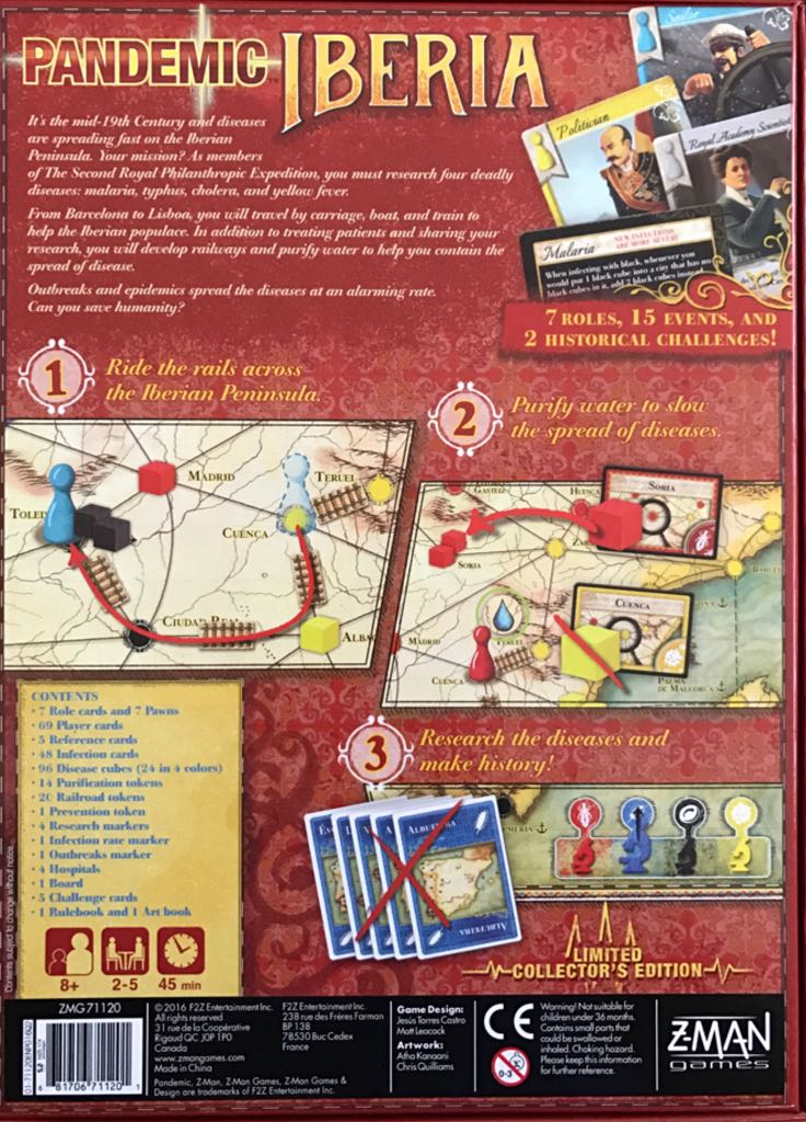 Pandemic Iberia  (2-5) board game collectible [Barcode 681706711201] - Main Image 2