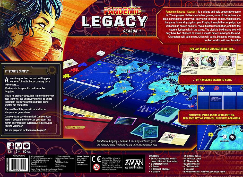 Pandemic: Legacy Season 1 (Red)  (2-4) board game collectible [Barcode 681706711713] - Main Image 2