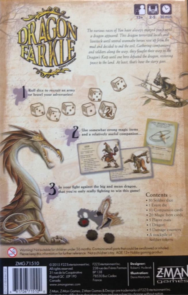 Dragon Farkle  (2 to 5) board game collectible [Barcode 681706715100] - Main Image 2