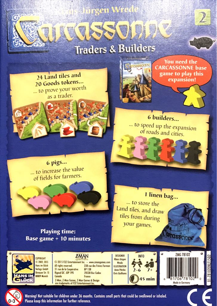 Carcassonne: Traders & Builders  (2-6) board game collectible [Barcode 681706781020] - Main Image 2