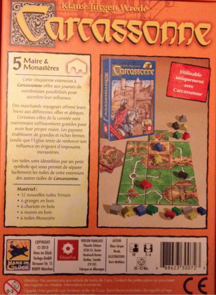Carcassonne - Maires & monastères  (2-6) board game collectible [Barcode 688623300723] - Main Image 2