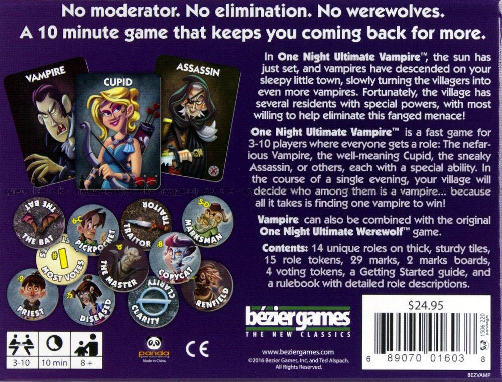 One Night Ultimate Vampire  (3-10) board game collectible [Barcode 689070016038] - Main Image 2