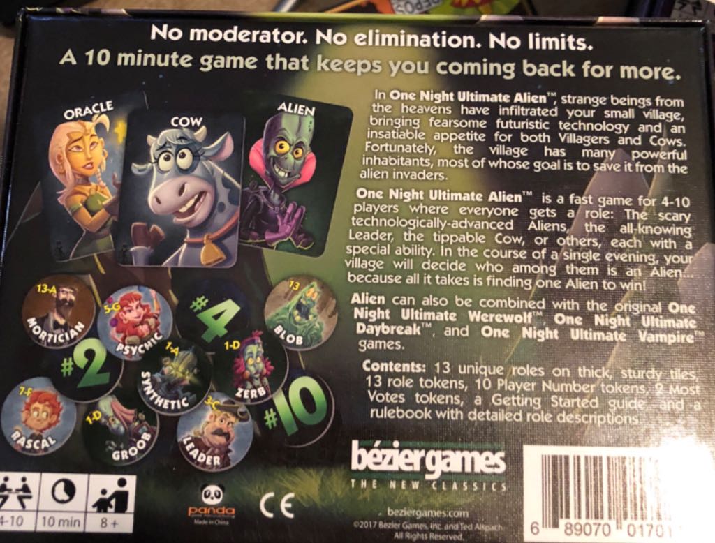 One Night Ultimate Alien  (4-10) board game collectible [Barcode 689070017011] - Main Image 2