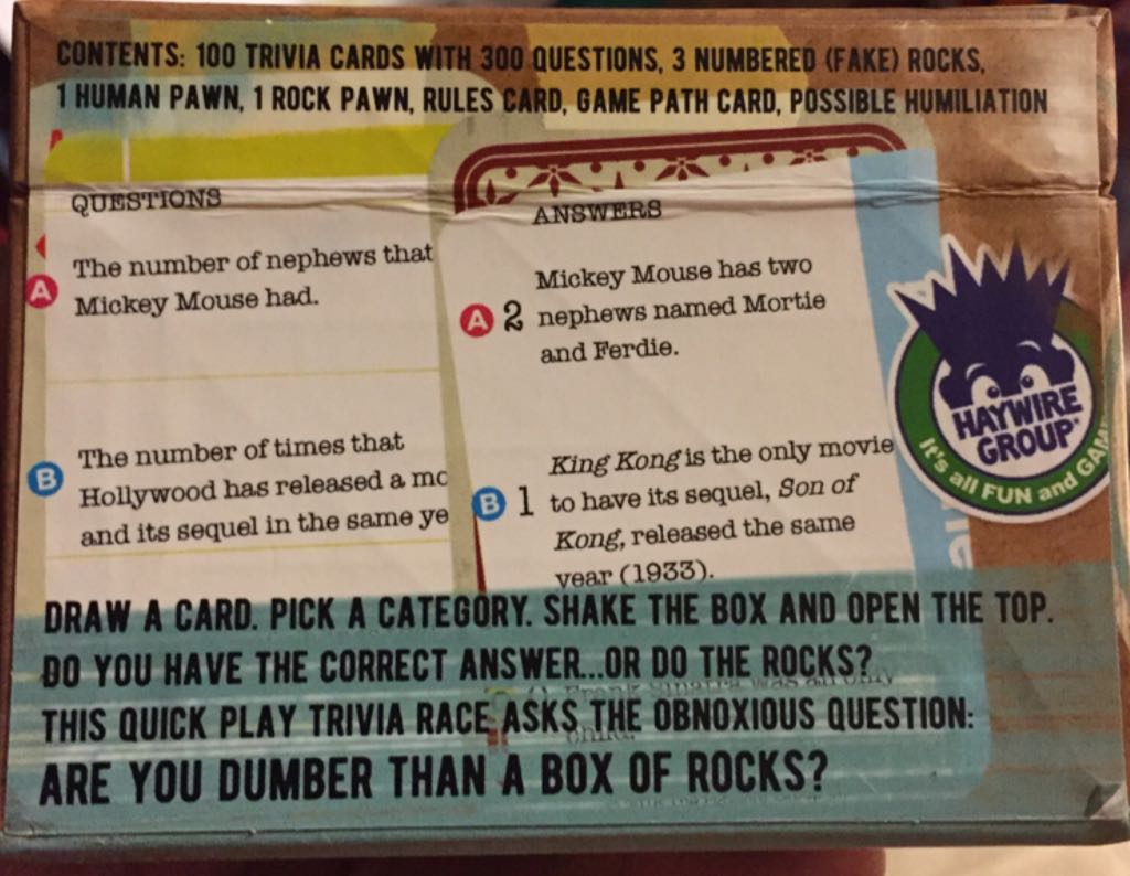 Box Of Rocks  board game collectible [Barcode 689623002068] - Main Image 2