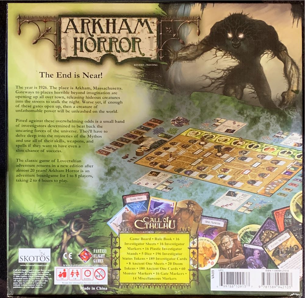 Arkham Horror  (2-8) board game collectible [Barcode 699788109137] - Main Image 3