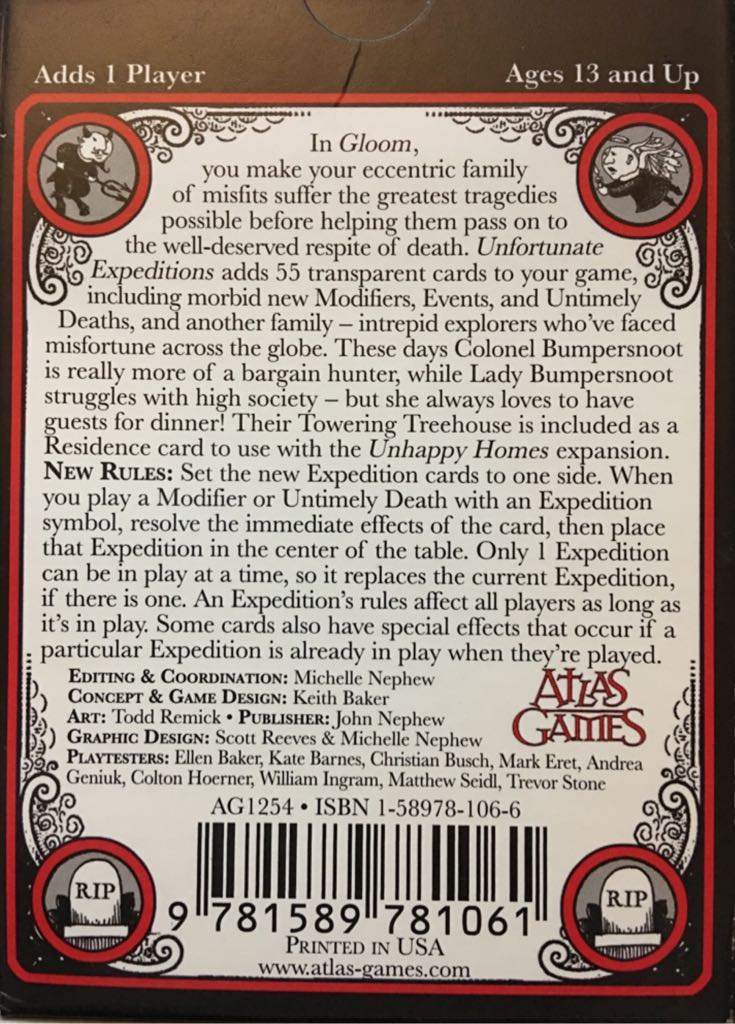 Gloom: Unfortunate Expeditions  (2-5) board game collectible [Barcode 700040012543] - Main Image 2