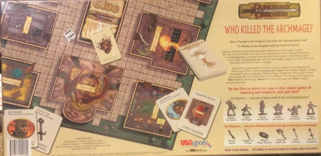 Clue Crossovers: CLUE® DUNGEONS & DRAGONS 1st Edition  (3-6) board game collectible [Barcode 700304020055] - Main Image 2