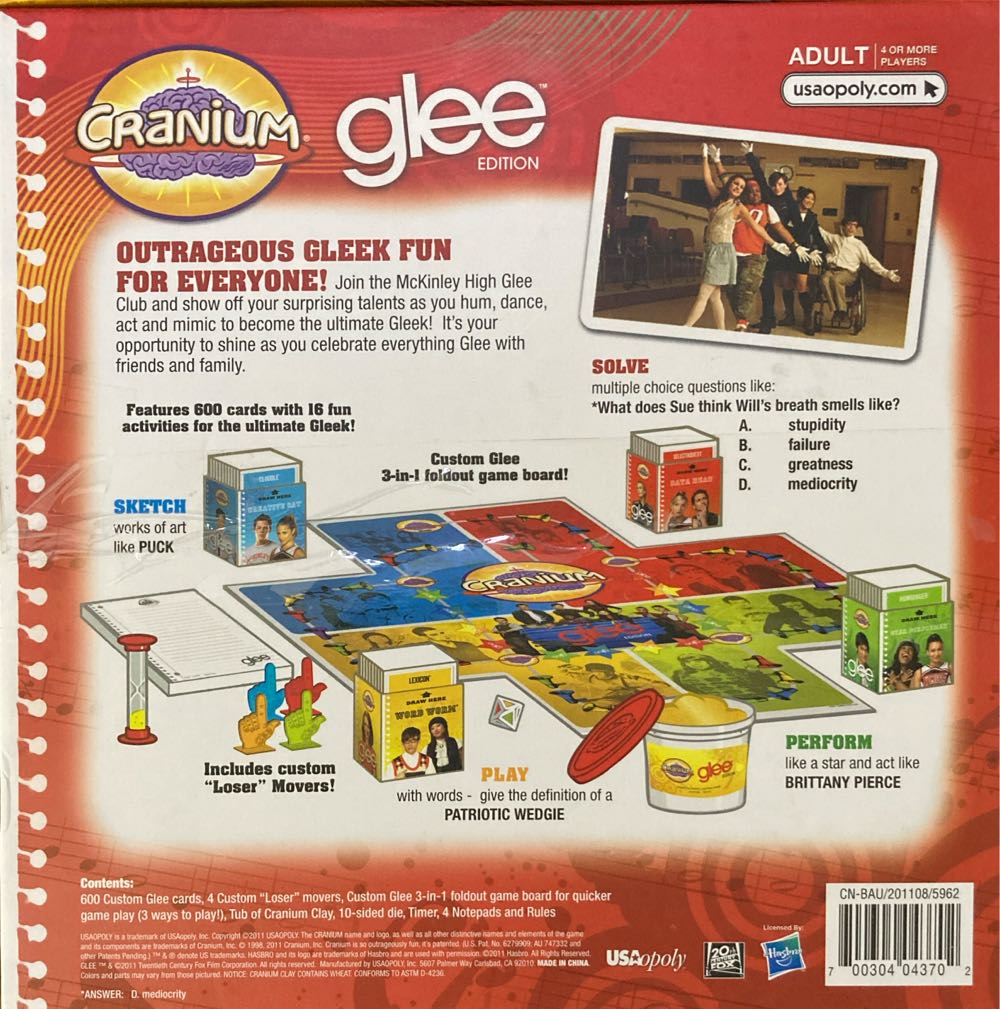 Cranium: Glee Edition  (4 - 99) board game collectible [Barcode 700304043702] - Main Image 2