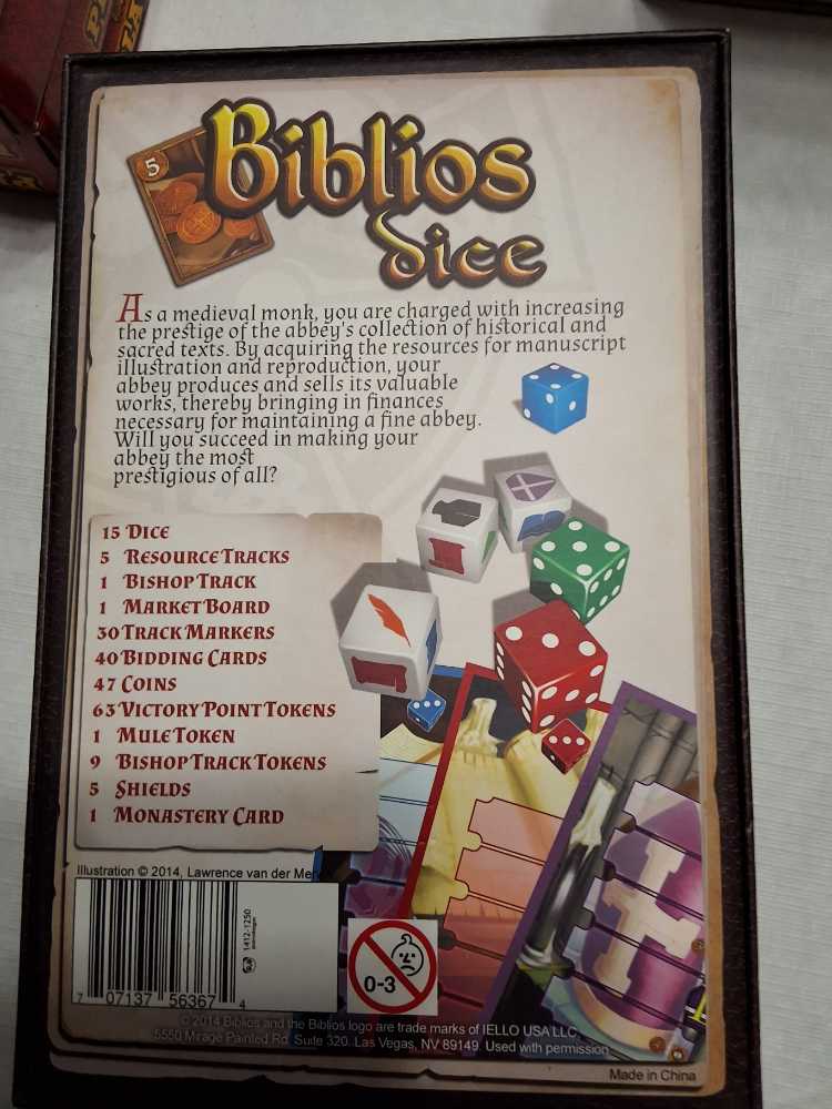 Biblios Dice  board game collectible [Barcode 707137563674] - Main Image 2