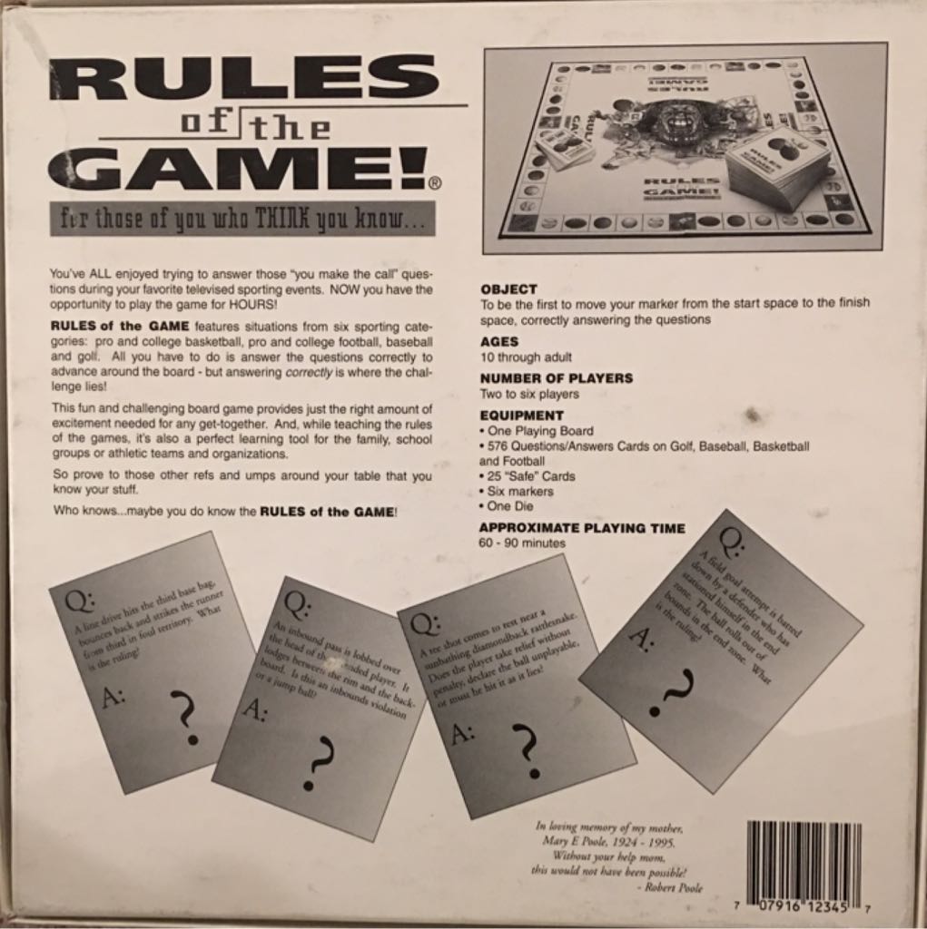 Rules Of The Game!  (2-6) board game collectible [Barcode 707916123457] - Main Image 2