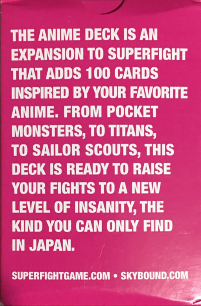 Superfight The Anime Deck  (3-10) board game collectible [Barcode 709853019374] - Main Image 2