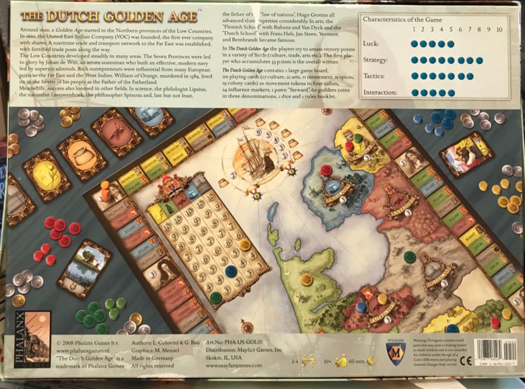 Dutch Golden Age, The  (3 to 4) board game collectible [Barcode 029877060269] - Main Image 2
