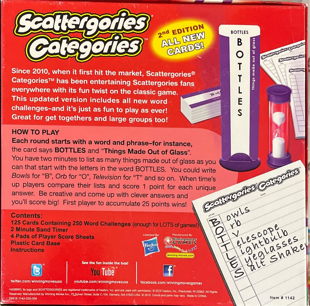 Scattergories Categories 2nd Edition  (2-4) board game collectible [Barcode 714043011427] - Main Image 4