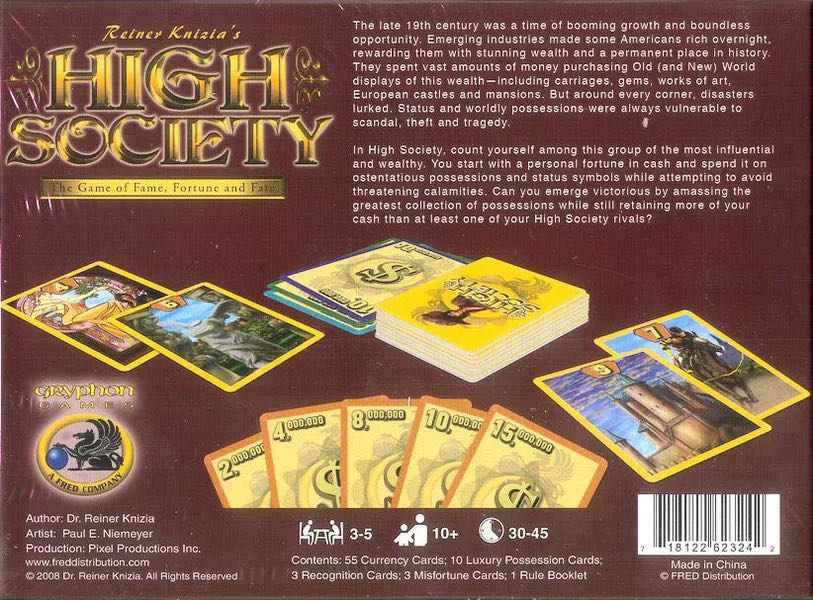 High Society  (3-5) board game collectible [Barcode 718122623242] - Main Image 2