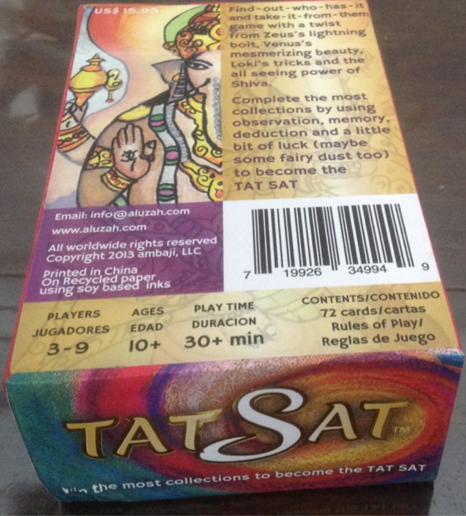 TAT SAT  (3-9) board game collectible [Barcode 719926349949] - Main Image 2