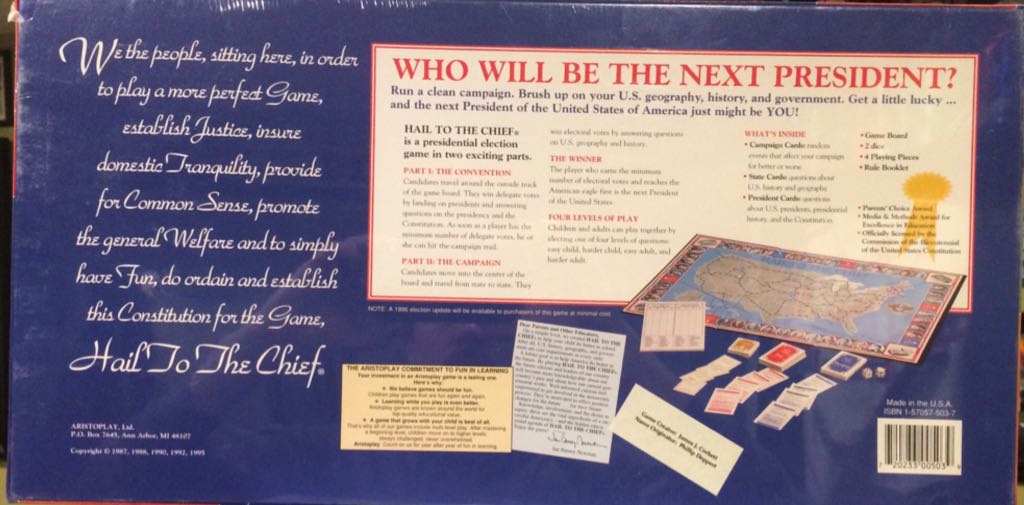 Hail To The Chief 1995 Version  (2-4) board game collectible [Barcode 720233005039] - Main Image 2