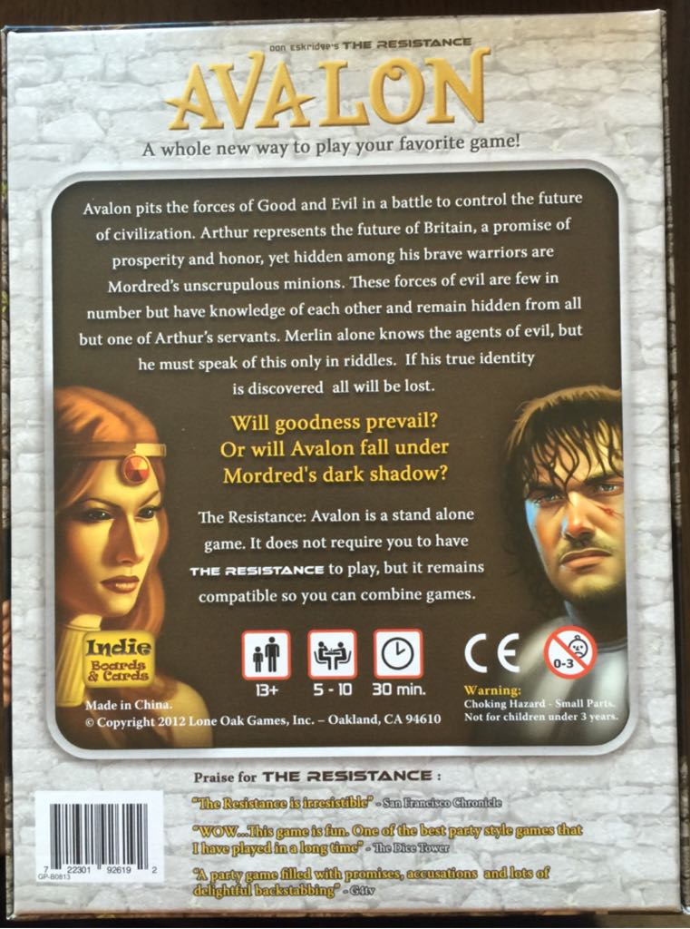 Avalon  (5-10) board game collectible [Barcode 722301926192] - Main Image 2