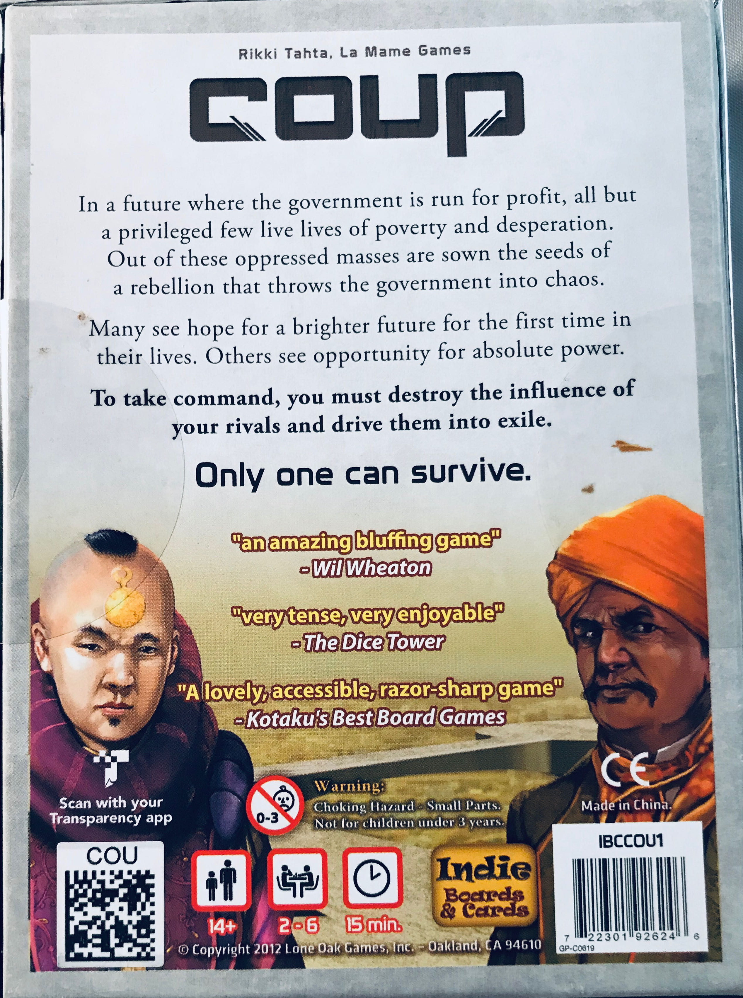 Coup  (2-6) board game collectible [Barcode 722301926246] - Main Image 4