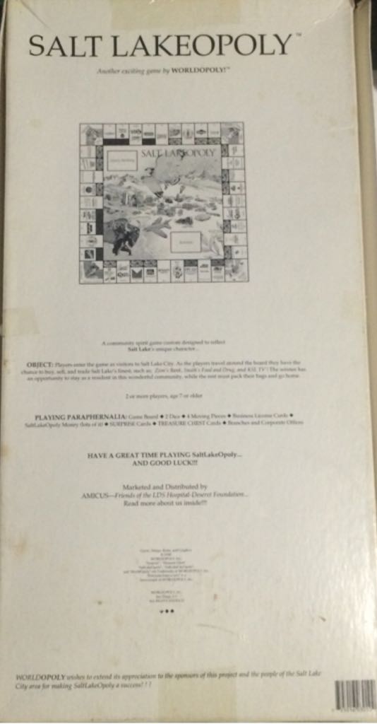 Salt Lakeopoly  (2+) board game collectible [Barcode 725016030109] - Main Image 2