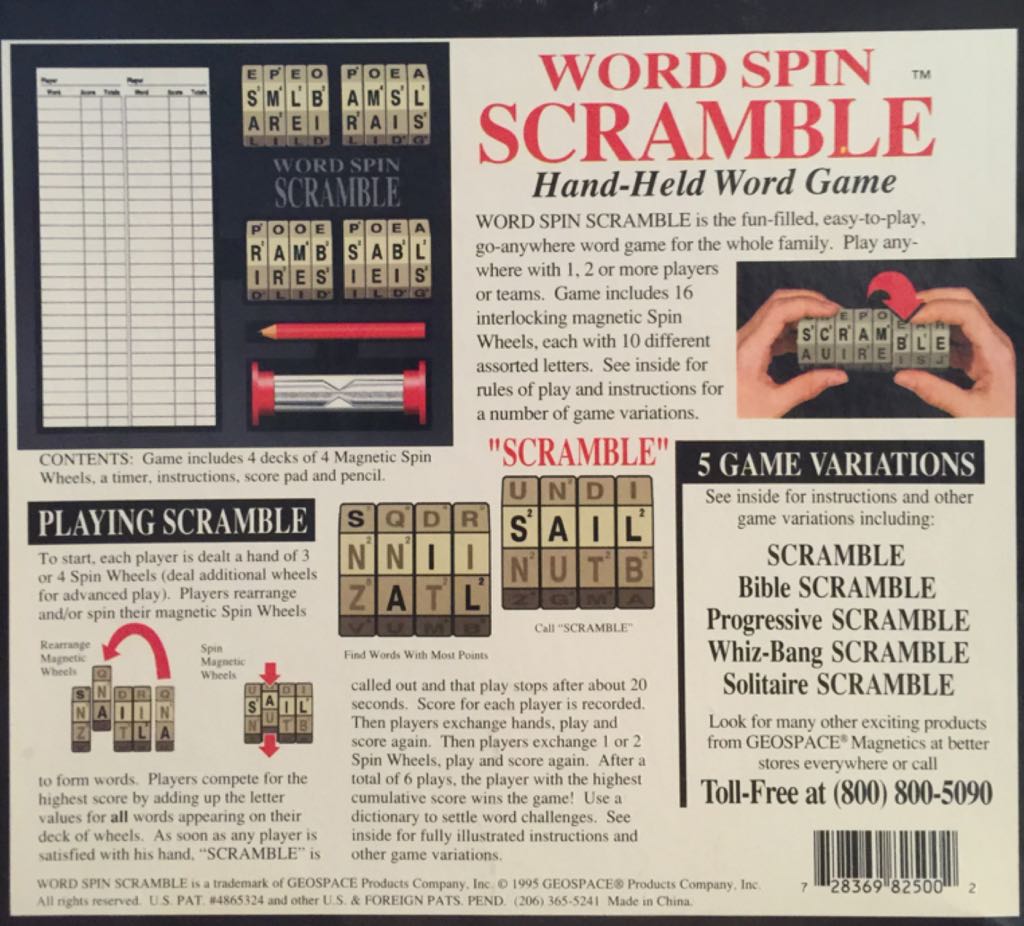 Word Spin Scramble Deluxe Edition  (2+) board game collectible [Barcode 728369825002] - Main Image 2