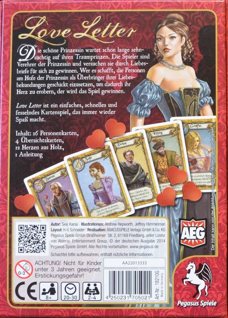 Love Letter - braille  (2-4) board game collectible [Barcode 729220051042] - Main Image 3