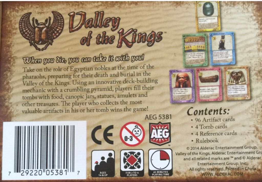 Valley Of The Kings  (2-4 Players) board game collectible [Barcode 729220053817] - Main Image 2