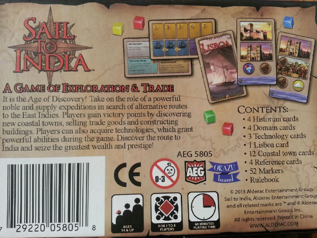 Sail to India  (3 to 4) board game collectible [Barcode 729220058058] - Main Image 2