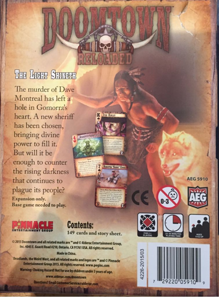 Doomtown: Reloaded - The Light Shineth  (2+) board game collectible [Barcode 729220059109] - Main Image 2