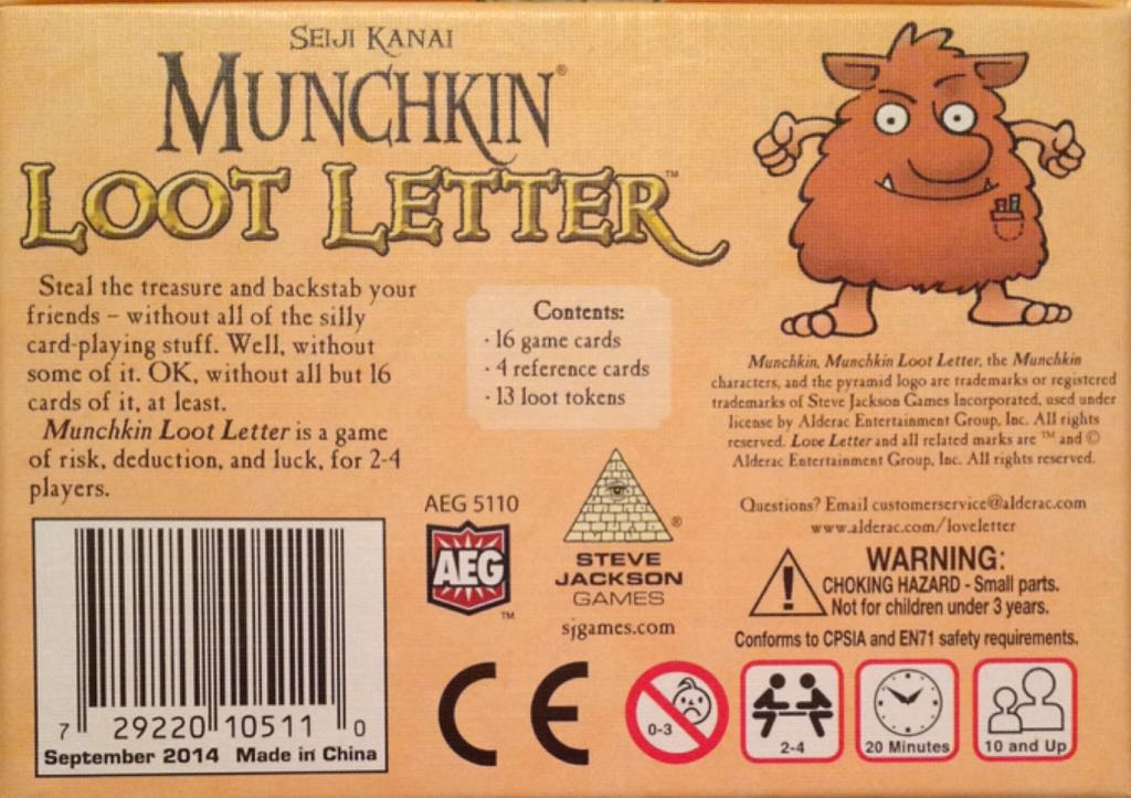 Munchkin Loot Letter  (2-4 (4)) board game collectible [Barcode 729220105110] - Main Image 2