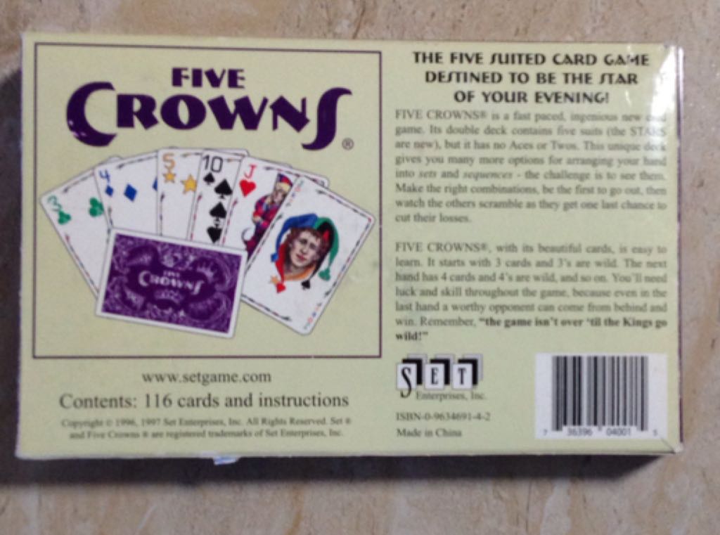 Five Crowns  (2-7) board game collectible [Barcode 736396040015] - Main Image 2